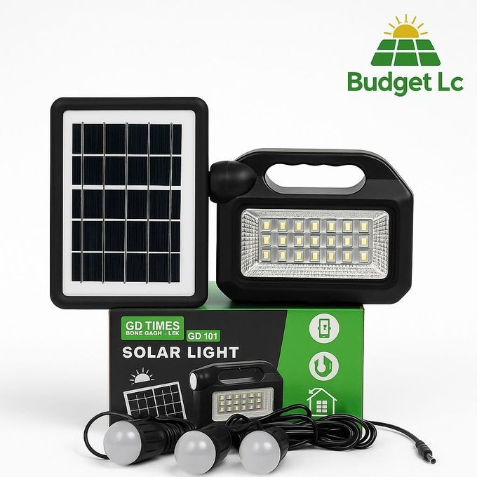 GDTIMES GD-101 Solar Light with 3 Bulbs Portable Solar Panel Kit Emergency & Outdoor Lighting